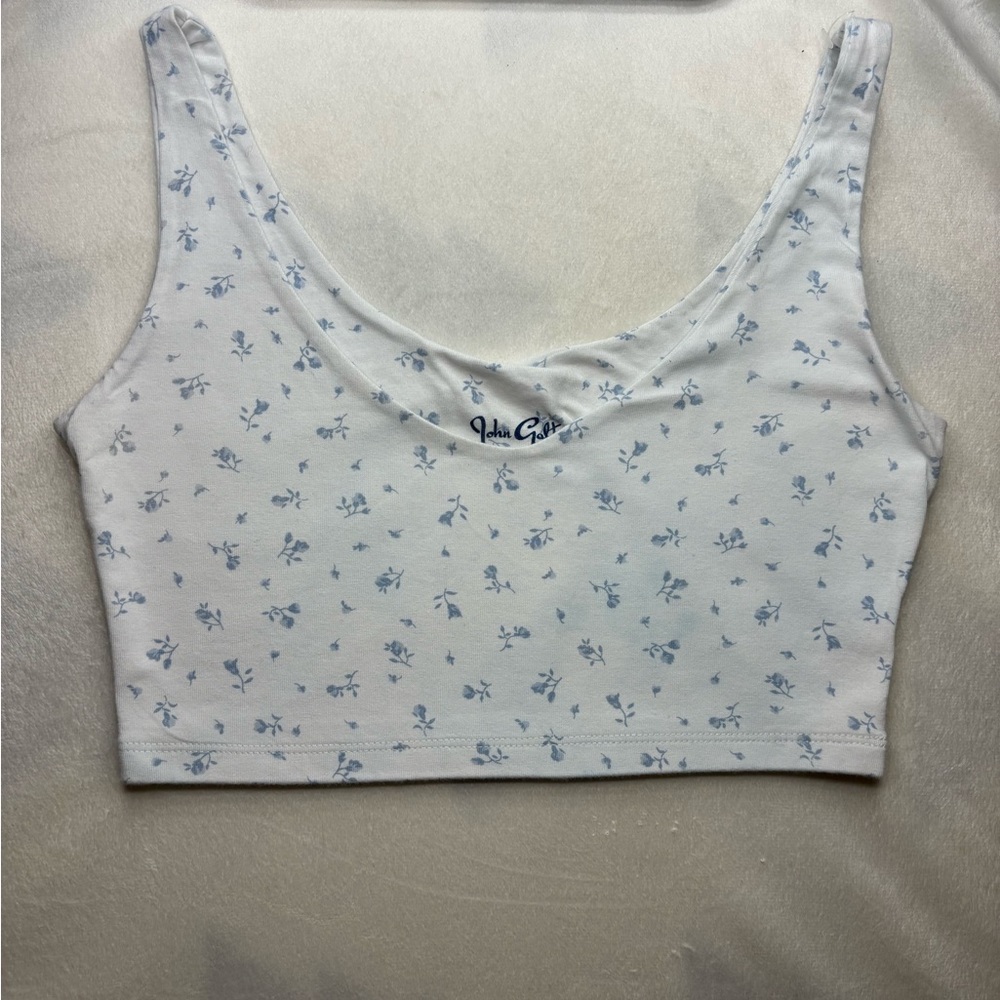 brandy melville john galt white with blue flowery top